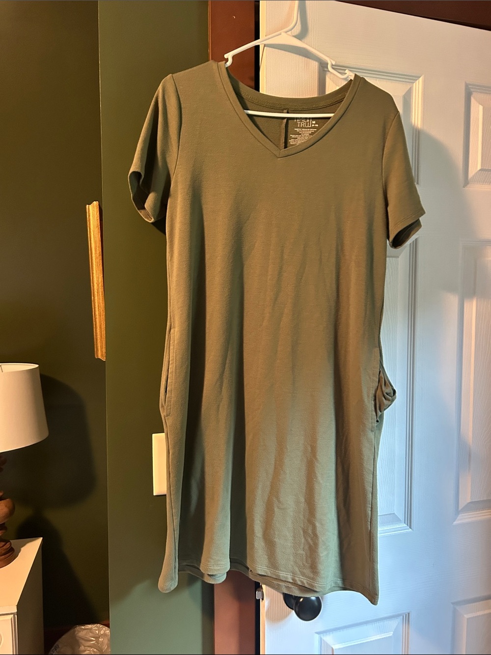 Truly Madly Deeply Olive V-Neck Short Sleeve Tunic
